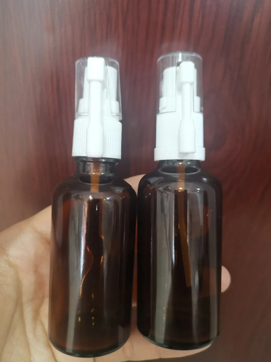 Empty Pharmaceutical Glass Bottle Amber Oral Nasal Throat Mist Spray Bottle