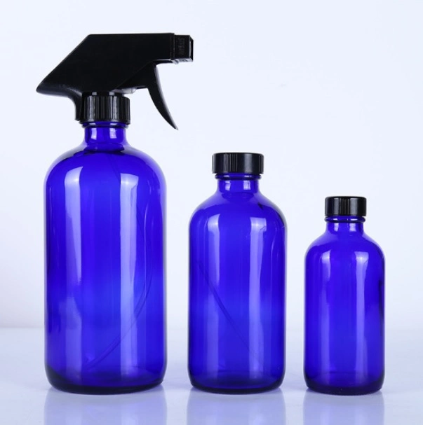 15ml 30ml 60ml 120ml 250ml 500ml 1000ml Cobalt Blue or Amber Boston Round Glass Bottle