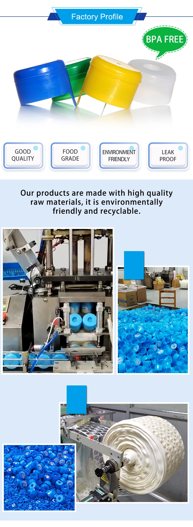 Factory Supply Plastic Water Bottle Caps 55mm 5 Gallon Seal Cap
