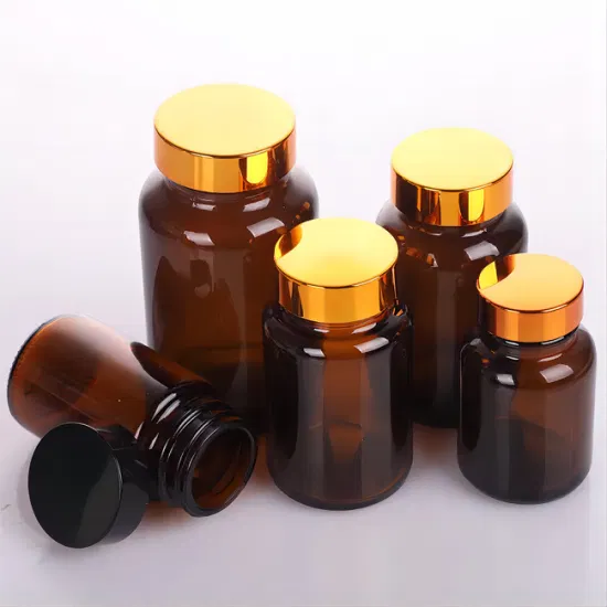 100cc Clear Amber Tablet Pharmaceutical Glass Capsule Bottle for Pill