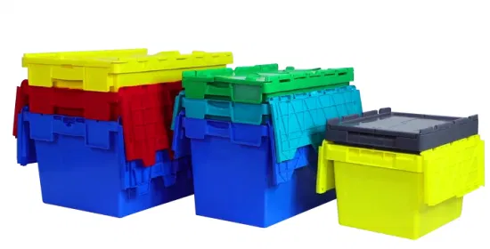 Pharmaceutical Heavy Duty Logistic Plastic Stack Nest Storage Moving Attached Lid Containers