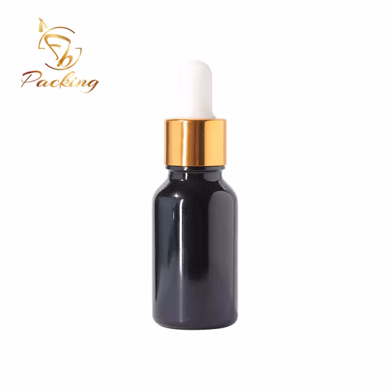 Empty Top Quality 15ml Glass Dropper Bottle Black UV Resistance for Kinds of Cosmetic Oil or Pharmaceutical Oils