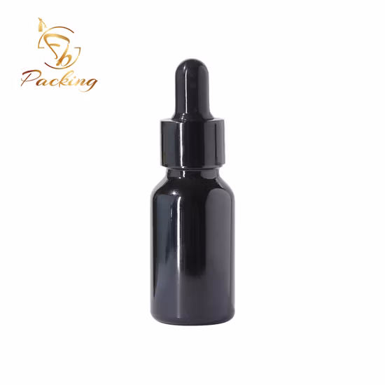 Empty Top Quality 15ml Glass Dropper Bottle Black UV Resistance for Kinds of Cosmetic Oil or Pharmaceutical Oils