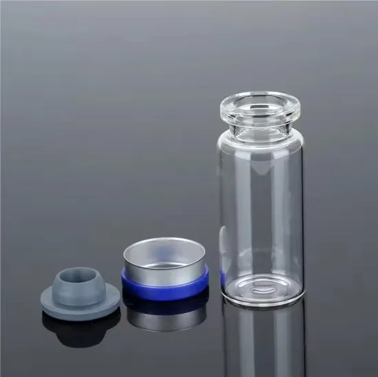 Pharmaceutical Glass Vial with Rubber Stopper and Plastic Cap for Medical 